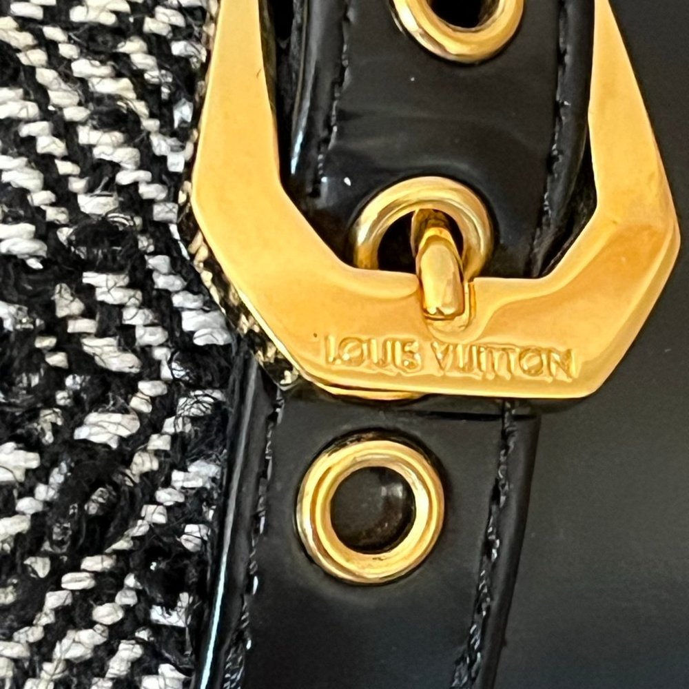 Louis Vuitton Black Leather Tweed Heels Size 37.5 - Picture 10 of 13